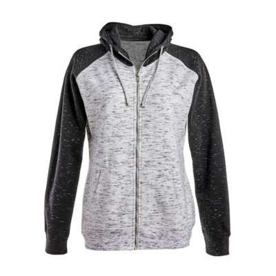 Ladies' Mélange Fleece Two-Tone Full-Zip Hooded Sweatshirt Thumbnail