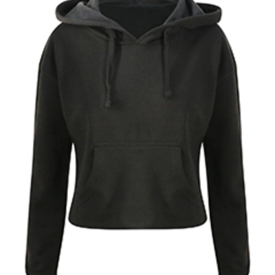 Ladies' Girlie Cropped Hooded Fleece with Pocket Thumbnail