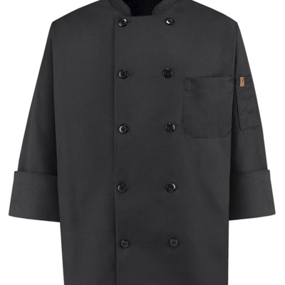 Ten Pearl Button Black Chef Coat Thumbnail