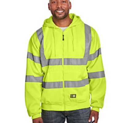 Men's Tall Hi-Vis Class 3 Lined Full-Zip Hooded Sweatshirt Thumbnail