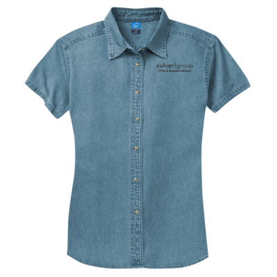 Ladies Short Sleeve Value Denim Shirt Thumbnail